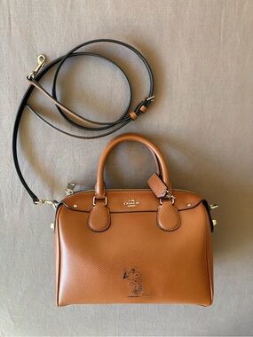 Coach x Peanuts Snoopy Mini Bennett Satchel Crossbody Leather Bag Bowling Speedy